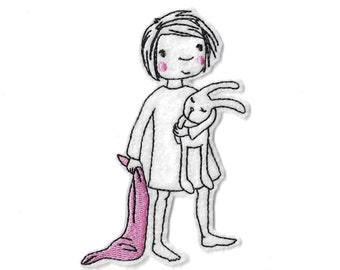 Parche termoadhesivo infantil con un peluche – parche bordado para bebés y niños con un conejito – personalización de ropa infantil – bordado artesanal