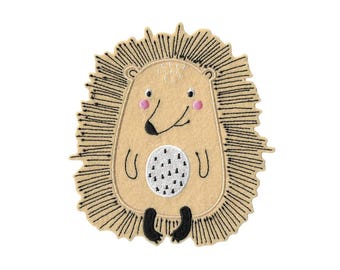 Parche grande termoadhesivo de erizo bebé – lindo parche bordado de animal – personalización de mochila escolar – bordado artesanal