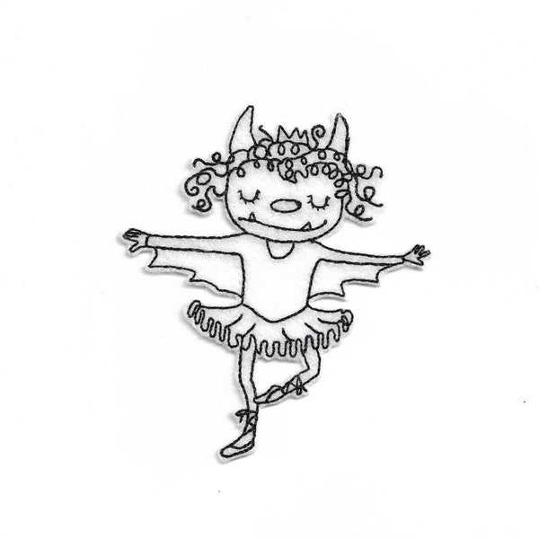 Ecusson thermocollant Patch thermocollant petit monstre gentil ballerine danseuse.