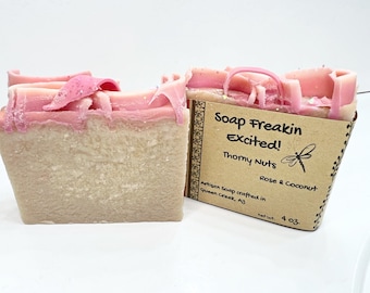 Thorny Nuts - Artisan lye soap, handcrafted soap, all natural, cold process soap, homemade, coconut, rose