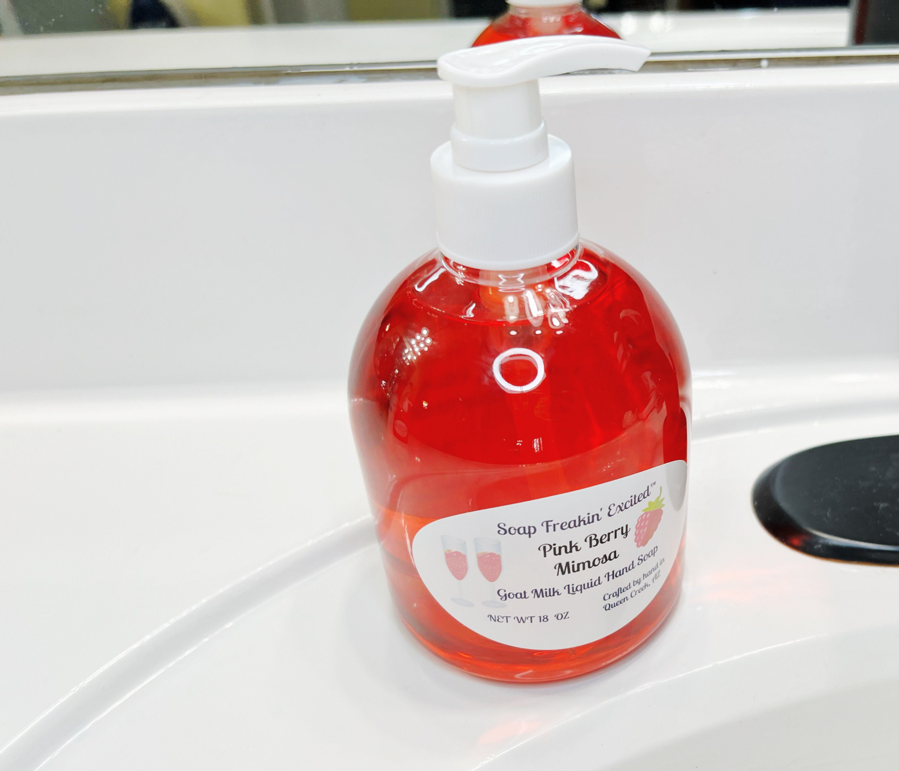 Pink Berry Mimosa - Liquid hand soap, goat milk hand soap