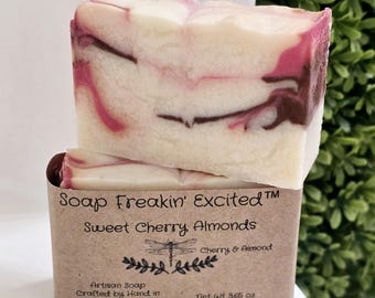 Sweet Cherry Almond Artisan Soap, Goats Milk, Cold Process