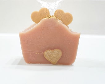 Heart Of Gold - Artisan lye soap, handcrafted soap, Goats Milk, all natural, cold process soap, homemade