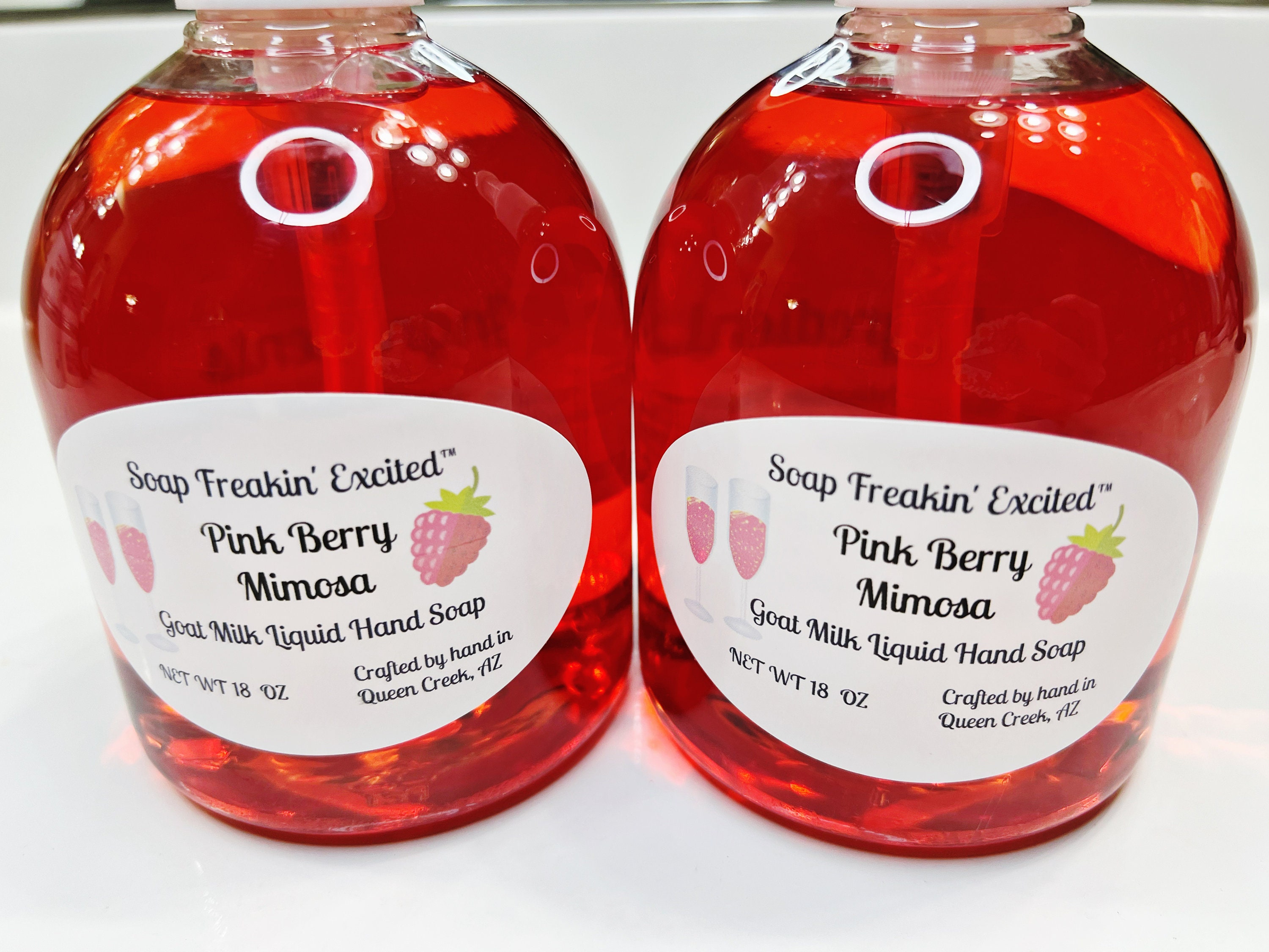 Pink Berry Mimosa - Liquid hand soap, goat milk hand soap