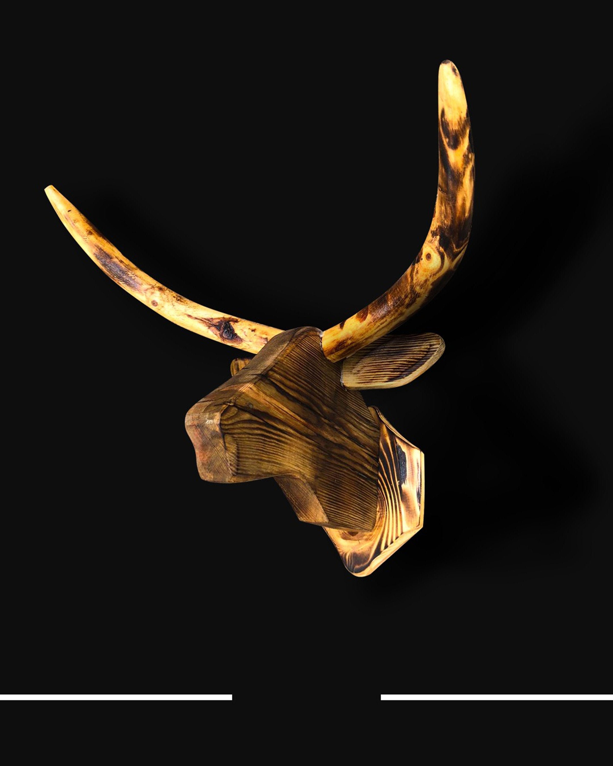 Personalized Statue Wooden Deer Head Sculpture Animal Etsy