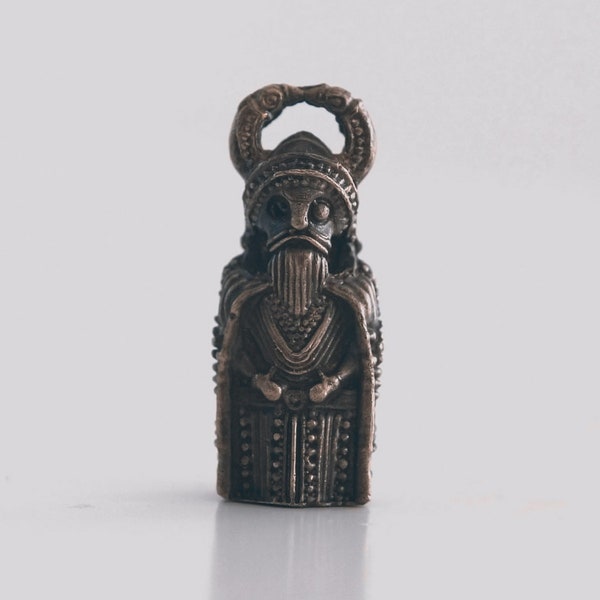Odin Amulett Anhänger - Bronze Wikinger Schmuck Halskette - Pagan Heiden Gottheit Nordische Mythologie - Handgemacht