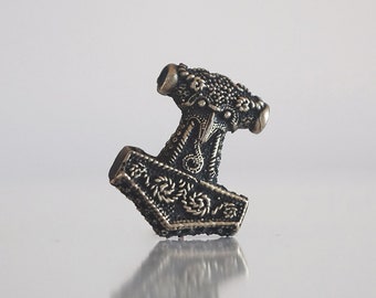 Skåne Mjölnir - Bronze Viking Jewelry Necklace - Pagan Heathen Deity Norse Mythology - Handmade