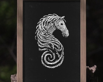 Knotwork Horse Poster | Norse Mythology, Viking Folk Art Print| HUMAN MADE, No ai