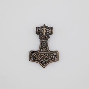 Thors Mjölnir - Bronze Viking Jewelry Necklace - Pagan Heathen Deity Norse Mythology - Handmade