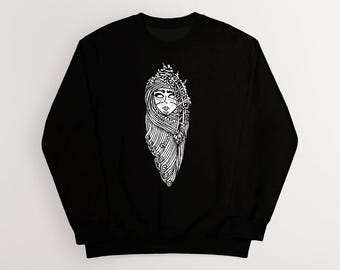 Face of Ran Sweatshirt | Norse Mythology Viking Art Apparel | Cotton Unisex Pagan, Heathen | HUMAN MADE, No ai