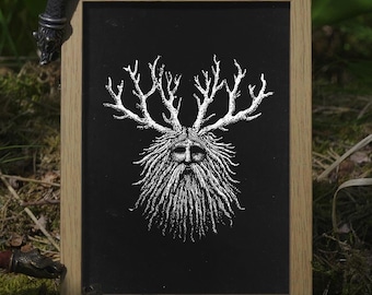 Forest Spirit Poster | Norse Mythology, Pagan Folk Art, Shamanism Animism Print| HUMAN MADE, No ai