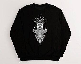 Face of Njord Sweatshirt | Norse Mythology Viking Art Apparel | Cotton Unisex Pagan, Heathen | HUMAN MADE, No ai