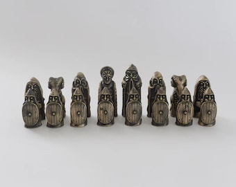 Thor Chess Pieces - Bronze Viking Jewelry Chess - Pagan Heathen Deity Norse Mythology - Handmade