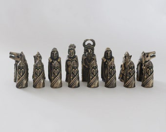Odin Chess Pieces - Bronze Viking Jewelry Chess - Pagan Heathen Deity Norse Mythology - Handmade