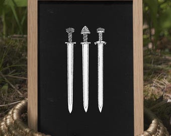 Swords of Tyr Poster | Norse mythology, Viking, heathen pagan folk high quality poster for altar. Gift of shamanism, animism
