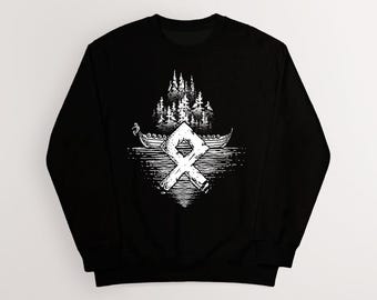 Rune: Odal Sweatshirt | Norse Mythology Viking Art Apparel | Cotton Unisex Pagan, Heathen | HUMAN MADE, No ai