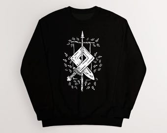 Sword of Odal Sweatshirt | Norse Mythology Viking Art Apparel | Cotton Unisex Pagan, Heathen | HUMAN MADE, No ai