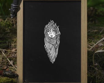 Norse Goddess Ran Poster | Viking Heathen Pagan Folk Art, Sea Fate Print| HUMAN MADE, No ai