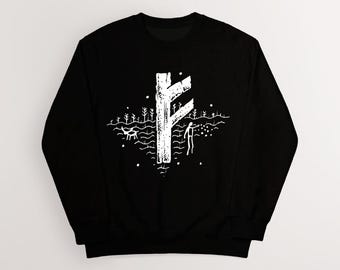 Rune: Fehu Sweatshirt | Norse Mythology Viking Art Apparel | Cotton Unisex Pagan, Heathen | HUMAN MADE, No ai