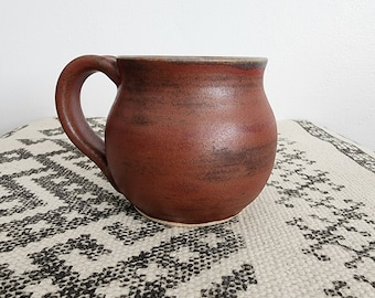 Vintage Handmade "Cantarito/Jarrito" Style Ceramic Mug in Matte Brown