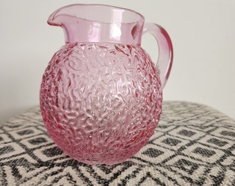 Vintage Small Teleflora Crinkle Glass Ball Pitcher