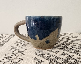 Handmade Large Ceramic Stoneware Mug in Gray/Blue Tones