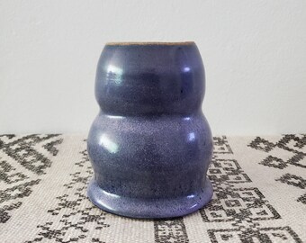 Vintage Handmade Ceramic Planter Bubble Style Vase in a Blue/Purple Color