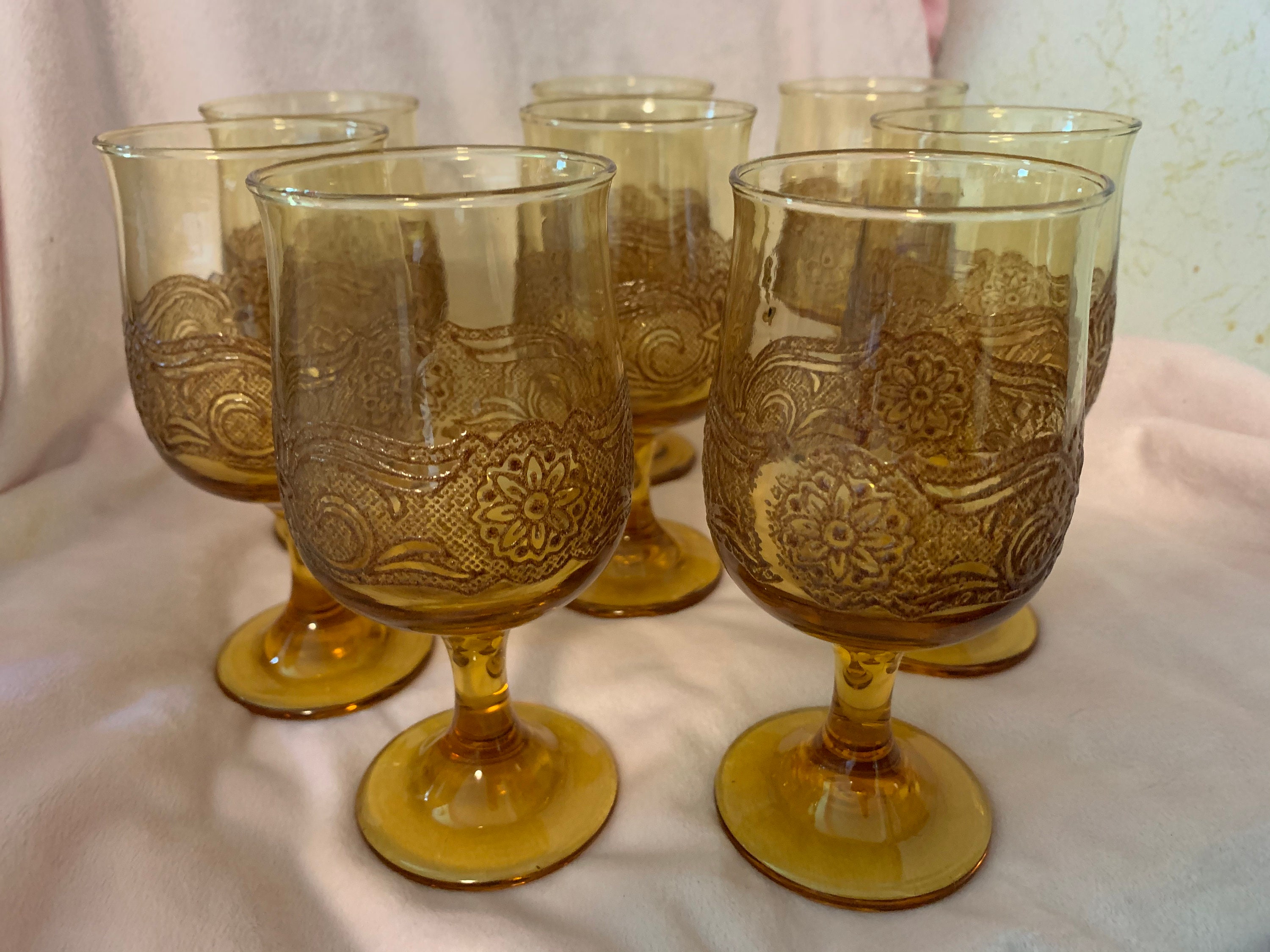 Antique Libbey Amber Drinking Glasses Etsy