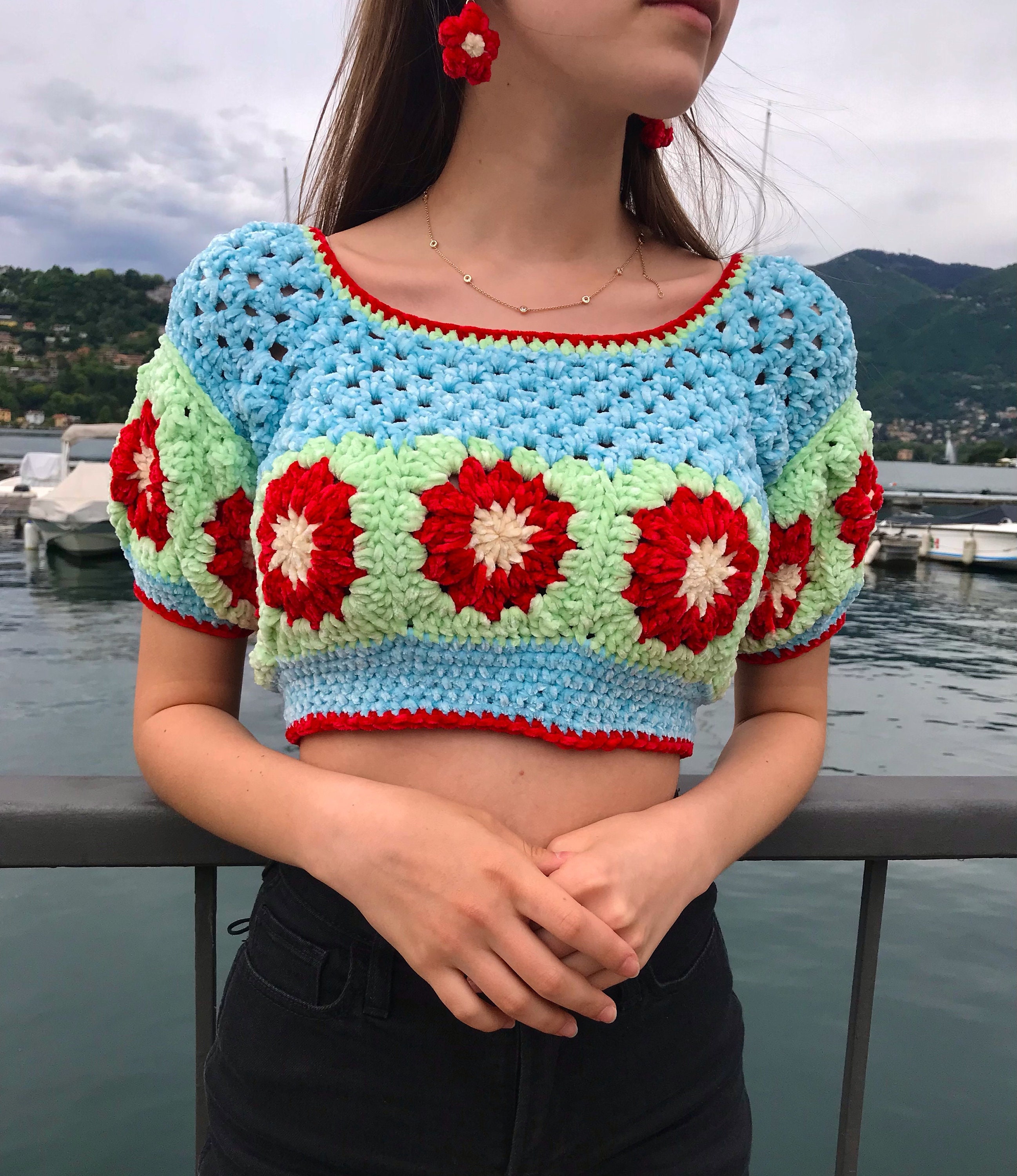 Confidencial Rama Es barato Nana's Flower Top Customizable Handmade Crochet Puff - Etsy