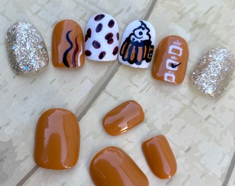 Press On Nails | Pumpkin Spice | Fall | Autumn | Nails With Designs | Glue On Nails | Stick On Nails