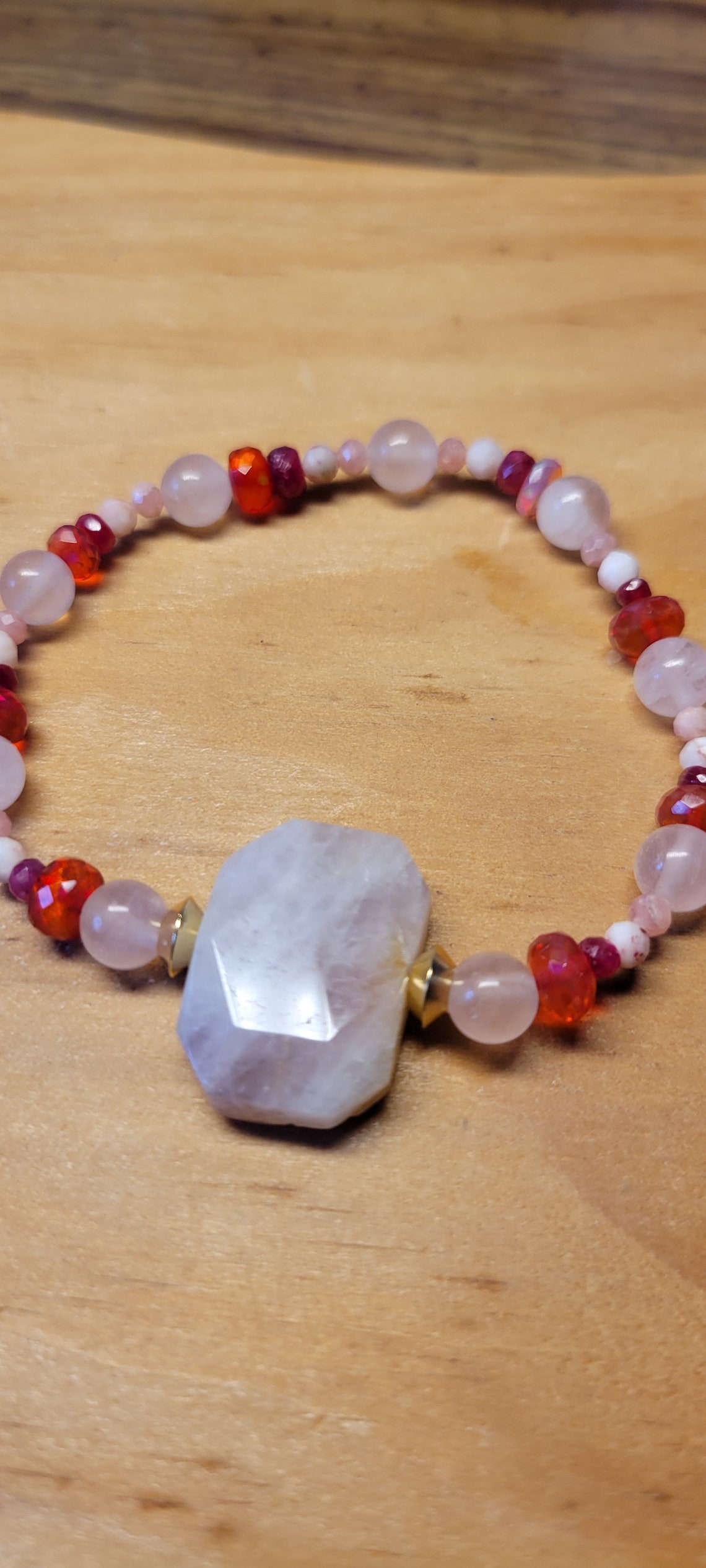 Heart Motivation Bracelet, Madagascar Rose Quartz Gemstone Birthstone ...