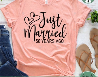 Just Married SVG, PNG, Wedding Anniversary, Just Married 50 Years Ago, Couple Svg eps png - Digital File