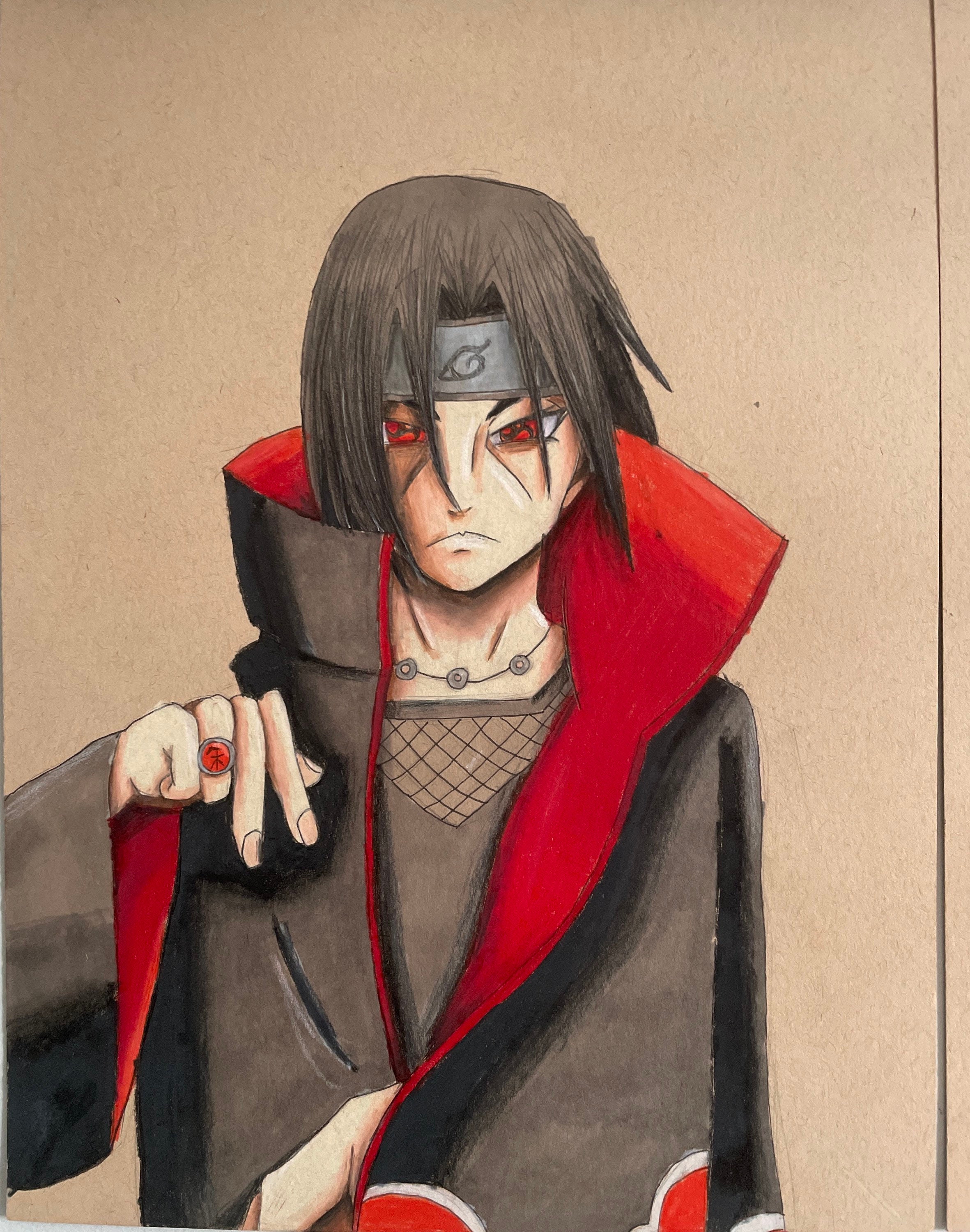 Dibujo a lápiz de Itachi Uchiha - Etsy España