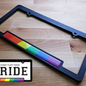 Gay PRIDE License Plate Frame - Rainbow Bracket