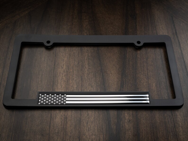 American Flag License Plate Frame Blackout Edition 3D Domed Etsy