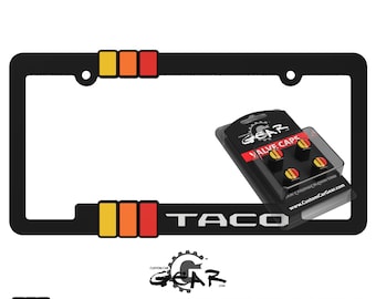 TACO Vintage-Toyota-Retro-Style-License-Plate-Frame-Valve-cap-set-for-TRD-Offroad-Tacoma-Tundra-FJ-Cruiser-4Runner +