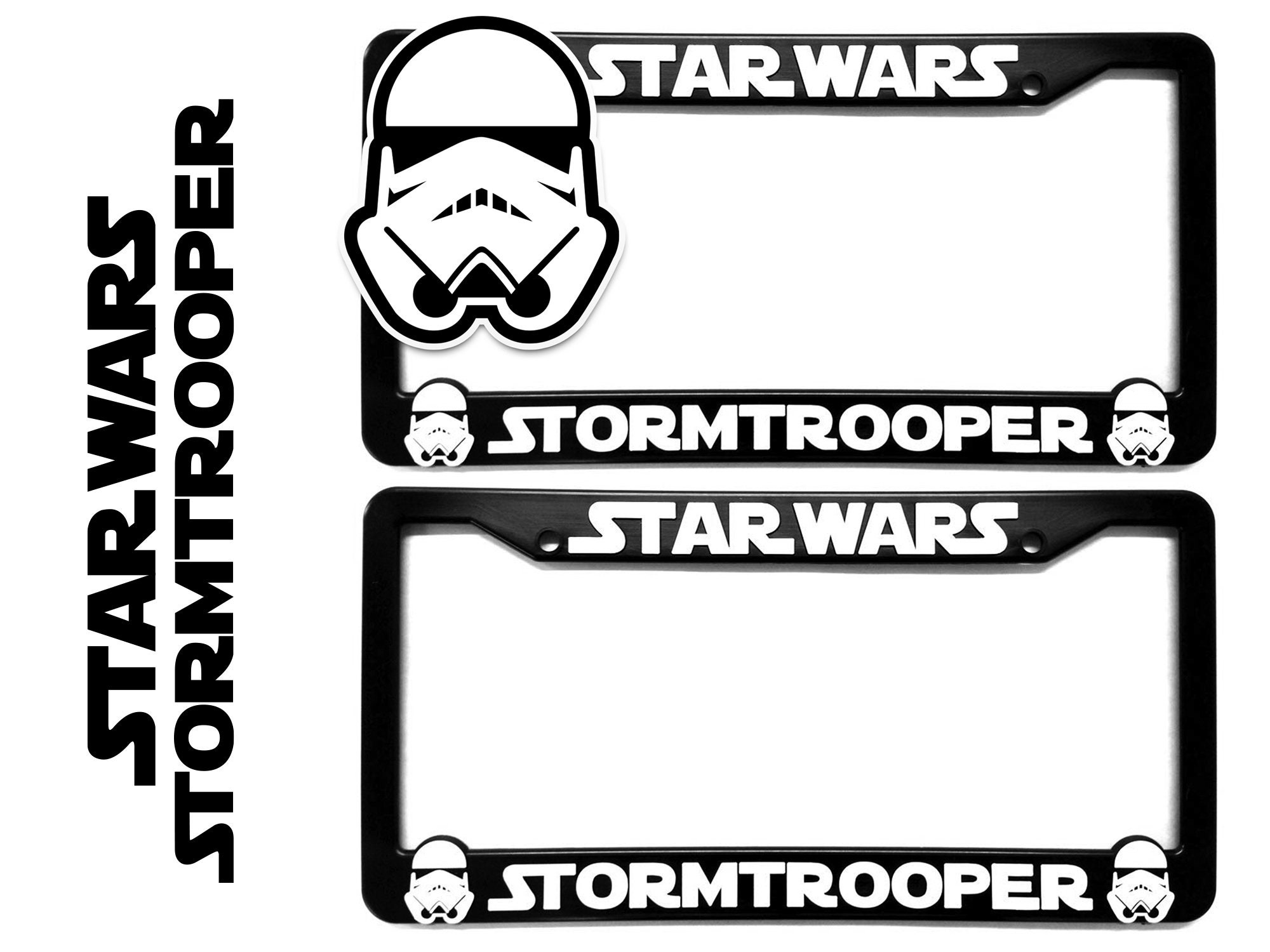 Sith Storm Trooper Darth Vader Style Black with Grey Motorcycle Scooter License Plate Frame 