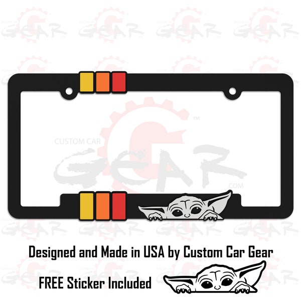 Yoda Vintage-Toyota-Retro-Style-License-Plate-Frame-TRD-Offroad-Tacoma-FJ-Cruiser-4x4