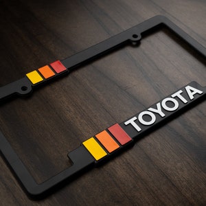 Vintage-Toyota-Retro-Style-Placa-Marco-TRD-Offroad-Tacoma-FJ-Cruiser-4x4