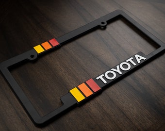 Vintage-Toyota-Retro-Style-License-Plate-Frame-TRD-Offroad-Tacoma-FJ-Cruiser-4x4