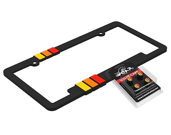 Vintage-Toyota-Retro-Style-License-Plate-Frame-Heritage-Racing Stripes Fits TRD-Offroad-Tacoma-FJ-Cruiser-4x4 and more.
