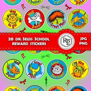Meistverkaufte ** Super Bright Color Dr. Seuss Rewards ONE Sticker Sheet Plus Kostenlose Färbung Lesezeichen - druckbare Aufkleber (Beschreibung lesen)