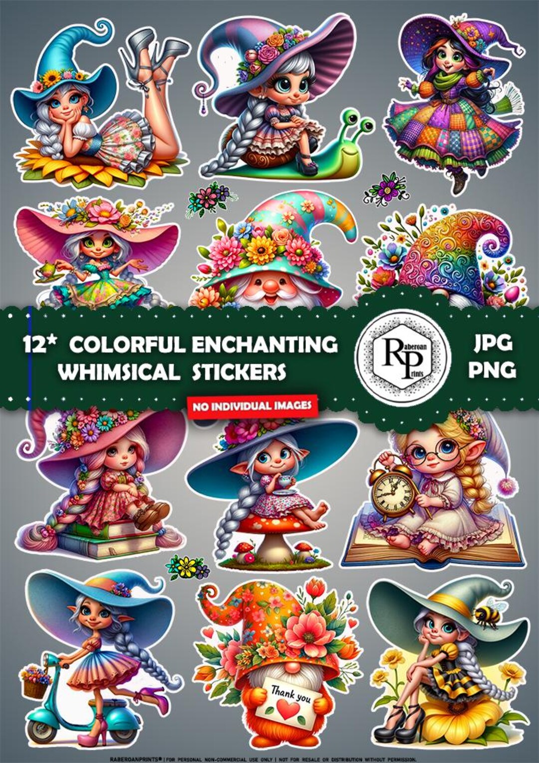 Whimsy Stickers Stickers Aesthetic Whimsical | Vivid Color Whimsical Sheet Bonus Flower ...
