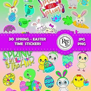 BestSeller**** Colorful Adorable Spring | Easter Time ONE (1) Stickers Sheet PNG/JPG - Bundle Printable Stickers  (See Info)