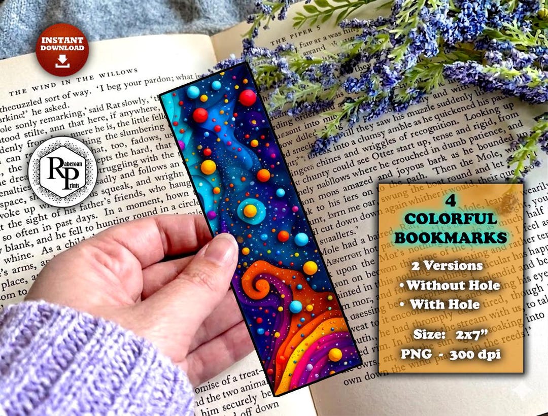 Colorful Printable Bookmarks Set of 4 | Whimsical Fantasy Bookmark ...