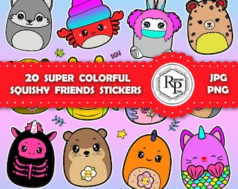 Puede incluir: 20 pegatinas de dibujos animados coloridas con varios animales y criaturas. Las pegatinas son de varios colores y diseños, incluyendo un unicornio, un gato, un perro, un ciervo, un pez, un cangrejo, una mariquita, un pingüino, una mofeta, una medusa, un pez globo, un lobo, un conejito, un leopardo y una ardilla. Las pegatinas son perfectas para agregar un toque de diversión a cualquier proyecto.
