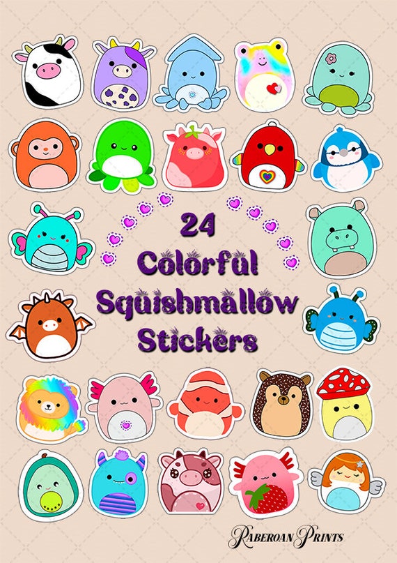24 cute colorful squishmallow stickers sheet template print etsy australia