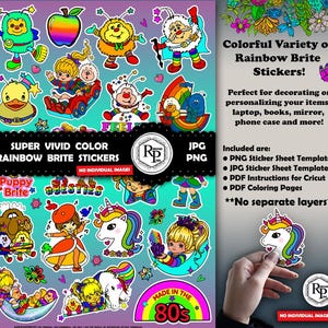 Best Selling*** Vintage Super Vivid Color Rainbow Brite #2 - ONE (1) Stickers Sheet Plus Free Digital Papers- Bundle Stickers  (Read Info)