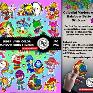Best Selling*** Vintage Super Vivid Color Rainbow Brite #1 - ONE (1) Stickers Sheet Plus Free Digital Papers- Bundle Stickers  (Read Info)