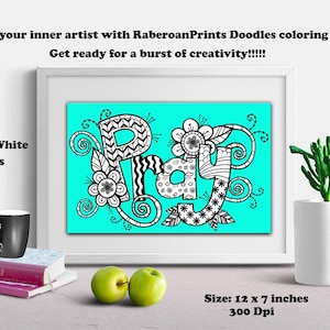 BestSeller*** Pagine da colorare Doodles "Pray" in PNG. Questa offerta è UNA in bianco e nero e UNA a colori (si prega di leggere la descrizione)